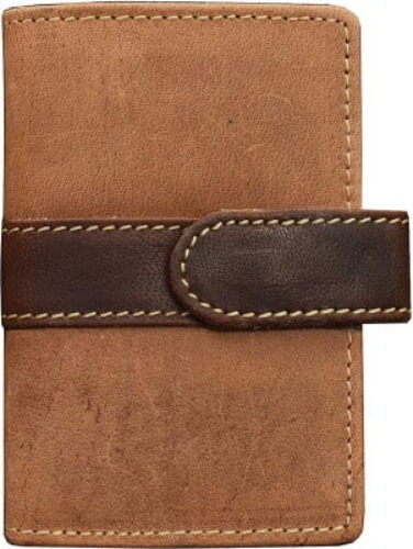 ABYS Genuine Tan & Blue Leather Unisex Credit Card Holder||Business Card Case||Money Purse with Zip Closure