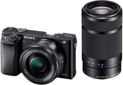 Sony Alpha ILCE 6000Y 24.3 MP Mirrorless Digital SLR Camera with 16-50 mm and 55-210 mm Zoom Lenses + SanDisk 128GB Extreme Pro SDXC UHS-I